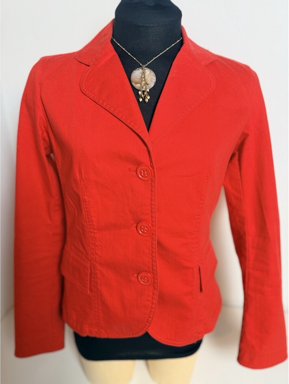 Talbots Bold Red Cotton Blazer Size 4 Stretch